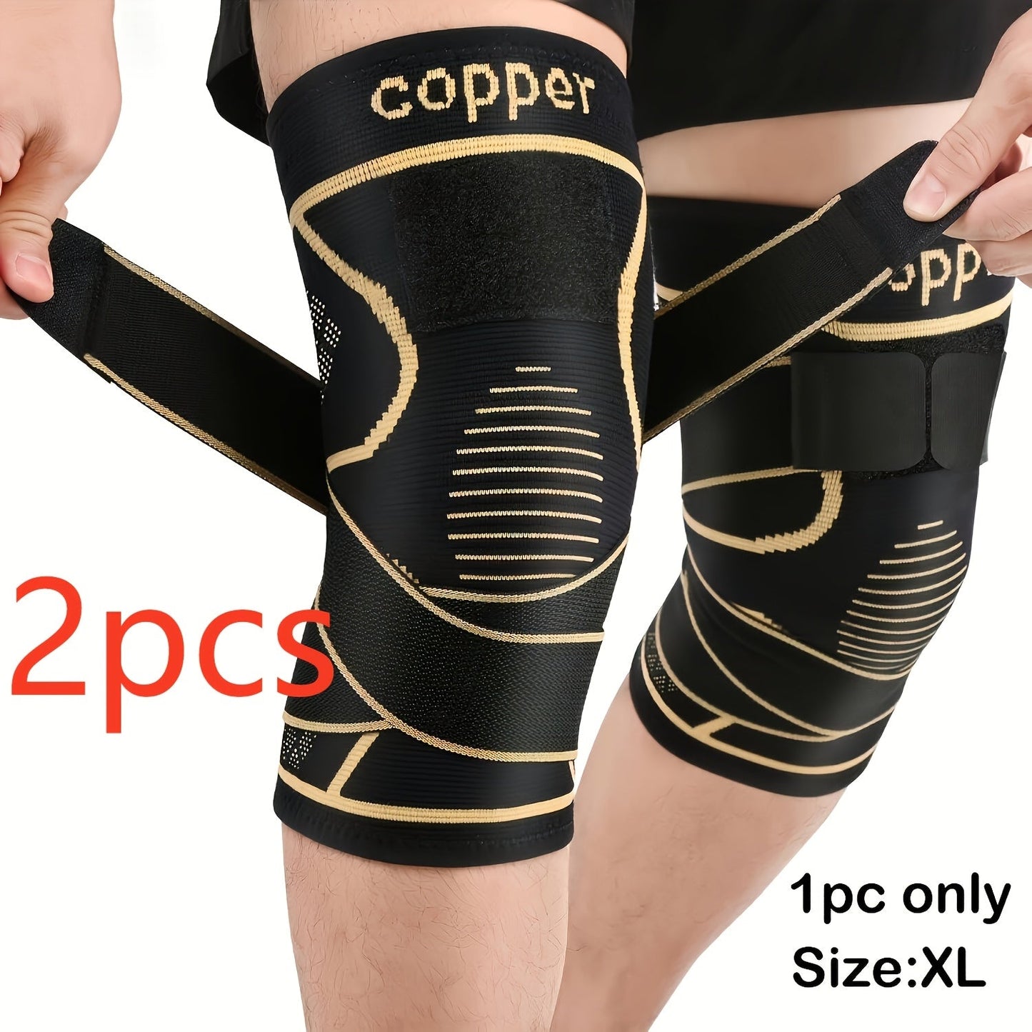 Copper Compression Knee Pads - Adjustable Strap Pair – view 7