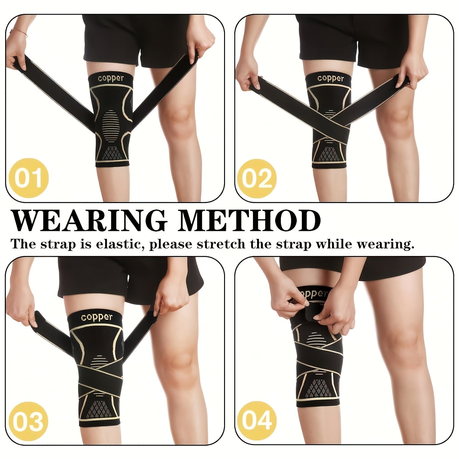 Copper Compression Knee Pads - Adjustable Strap Pair – view 8