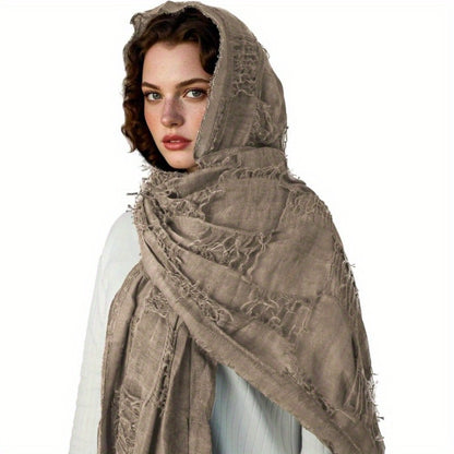 Costume Accessories - Medieval Hooded Cape Scarf with Viking Brooch Unisex Renaissance Cloak Y2K - product detail view 4
