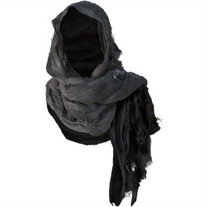 Costume Accessories - Medieval Hooded Cape Scarf with Viking Brooch Unisex Renaissance Cloak Y2K - product detail view 12