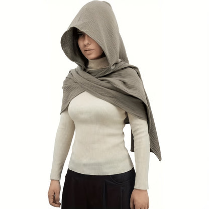 Costume Accessories - Medieval Hooded Cape Scarf with Viking Brooch Unisex Renaissance Cloak Y2K - product detail view 19