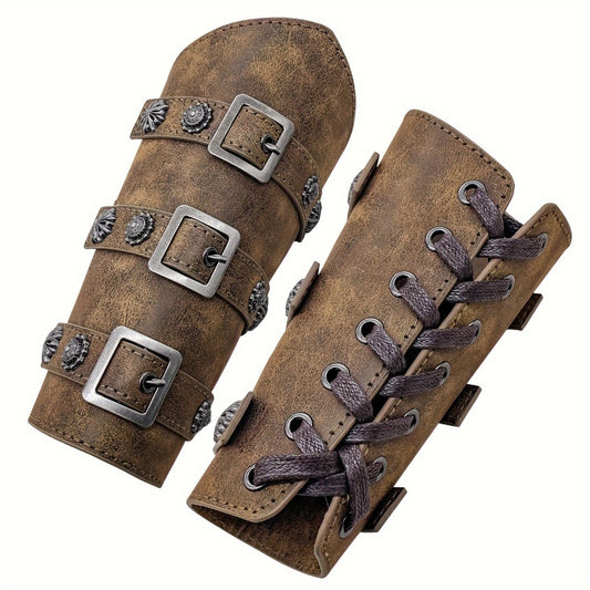 Costume Accessories - Medieval Knight Wrist Guards Handcrafted Cosplay Armor Bracers Halloween - main product view