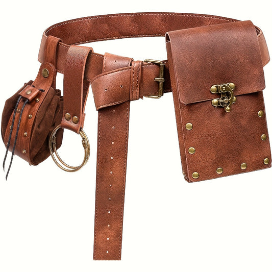 Costume Accessories - Renaissance Belt Set 3Pcs - Medieval Belt Pouch Coin Purse & Skirt - main product view