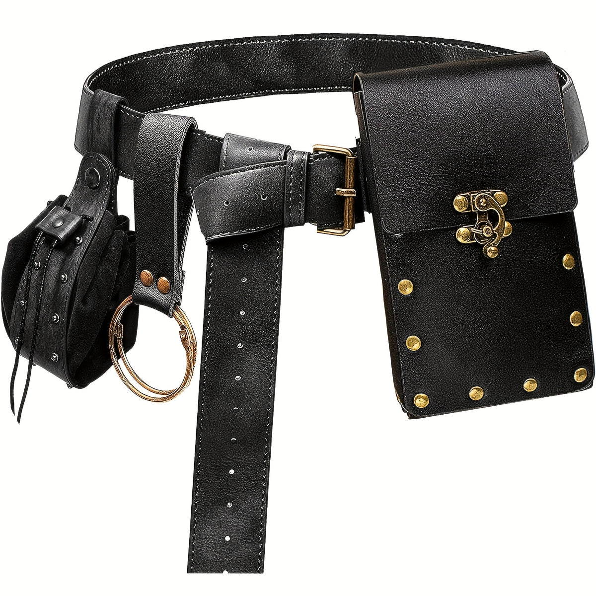 Costume Accessories - Renaissance Belt Set 3Pcs - Medieval Belt Pouch Coin Purse & Skirt - product detail view 14