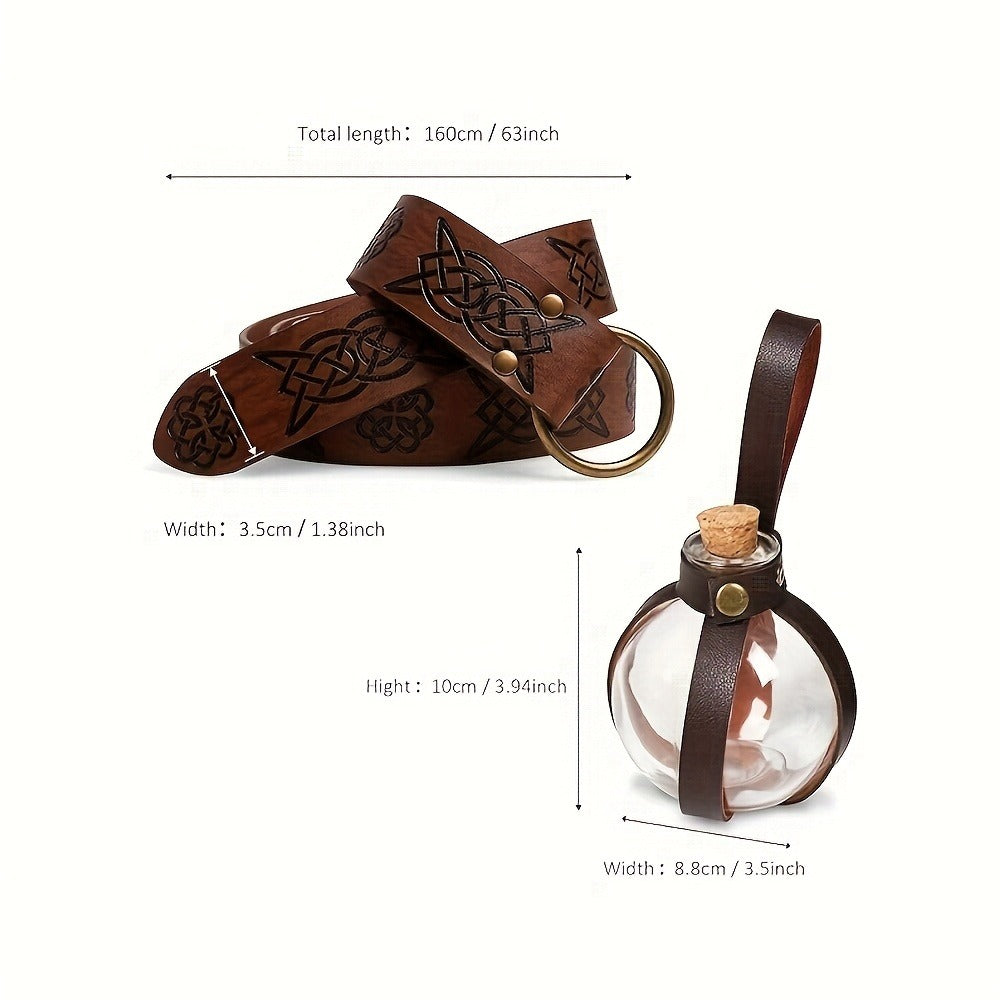 Costume Accessories - Renaissance Corset Set 6PCS Medieval Belt, Pouches, Waist Guard & Cork - product detail view 7