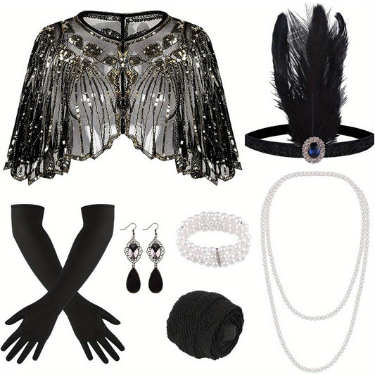 Costume Hair Accessories - Flapper Headband Set 10PCS 1920s Gatsby Roaring 20s Art Deco Vintage for - main product view