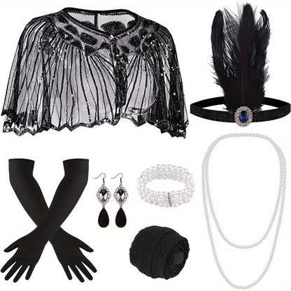 Costume Hair Accessories - Flapper Headband Set 10PCS 1920s Gatsby Roaring 20s Art Deco Vintage for - product detail view 19