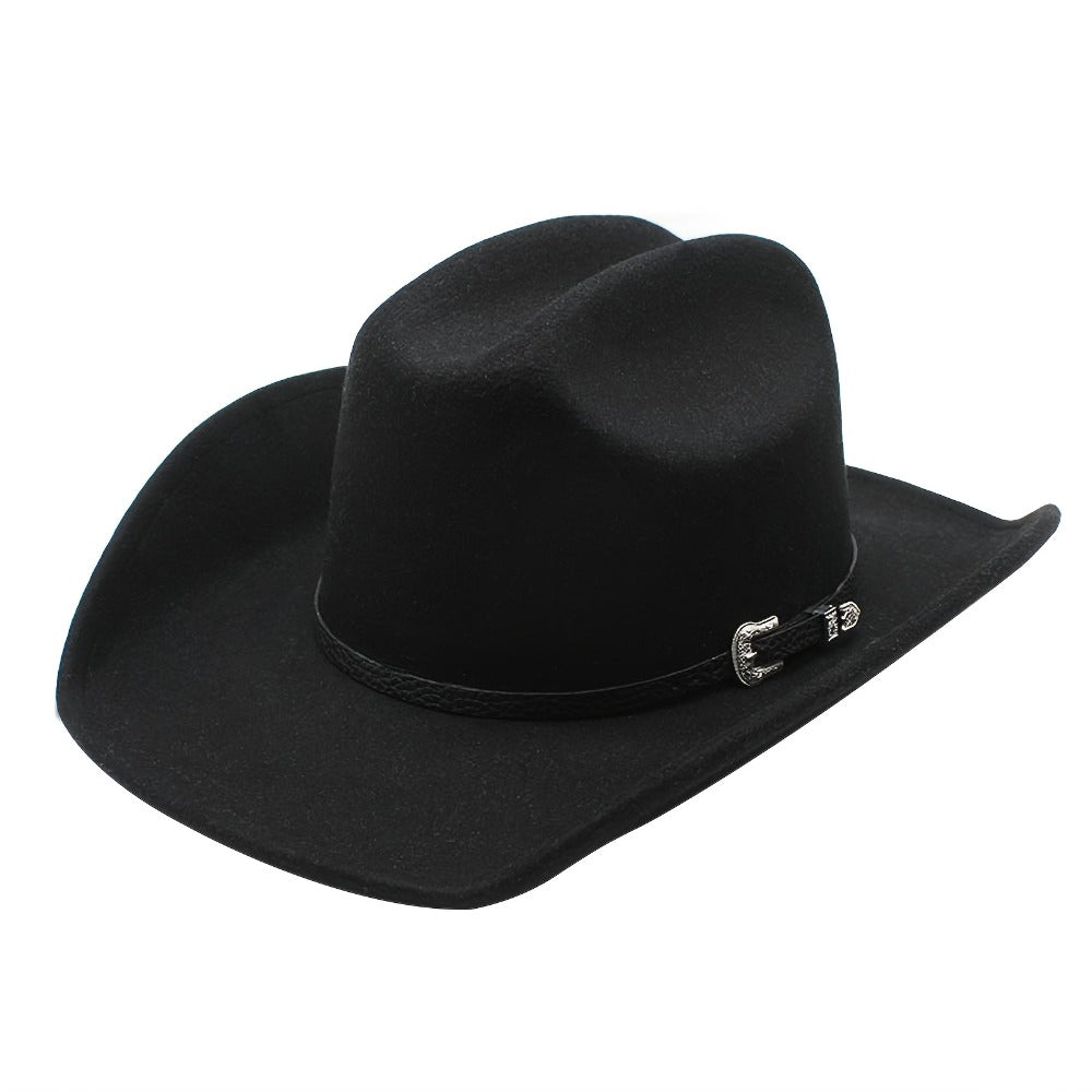 Cowboy Hat - Felt Wide Brim Western Fedora for Men Women Cowgirl Classic Outdoor Ranch - product detail view 3