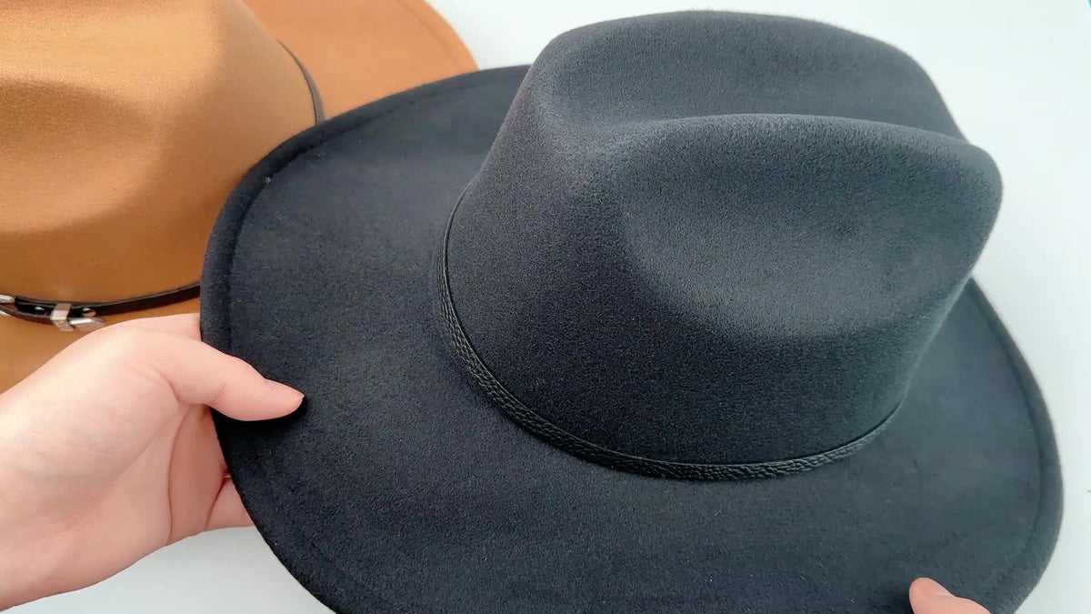 Cowboy Hat - Felt Wide Brim Western Fedora for Men Women Cowgirl Classic Outdoor Ranch - product detail view 17