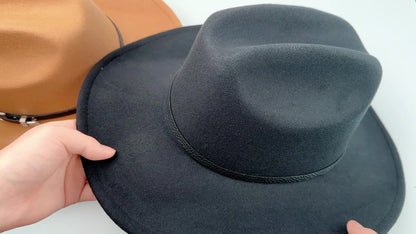 Cowboy Hat - Felt Wide Brim Western Fedora for Men Women Cowgirl Classic Outdoor Ranch - product detail view 17