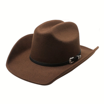 Cowboy Hat - Felt Wide Brim Western Fedora for Men Women Cowgirl Classic Outdoor Ranch - product detail view 19