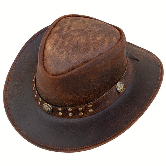 Cowboy Hat - Leather Genuine Top-Grain Wide Brim Shapeable Western Australian Style - main product view