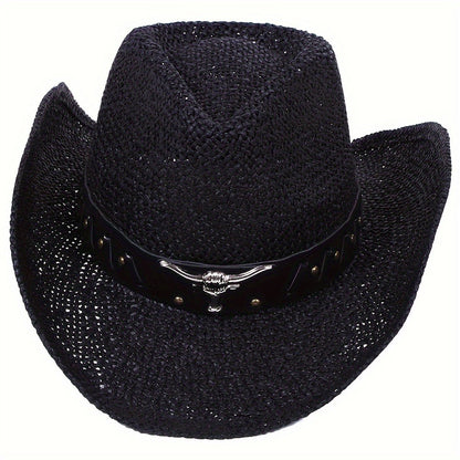 Cowboy Hat - Straw for Men & Women Wide Brim Western with Decorative Band, Breathable - product detail view 13