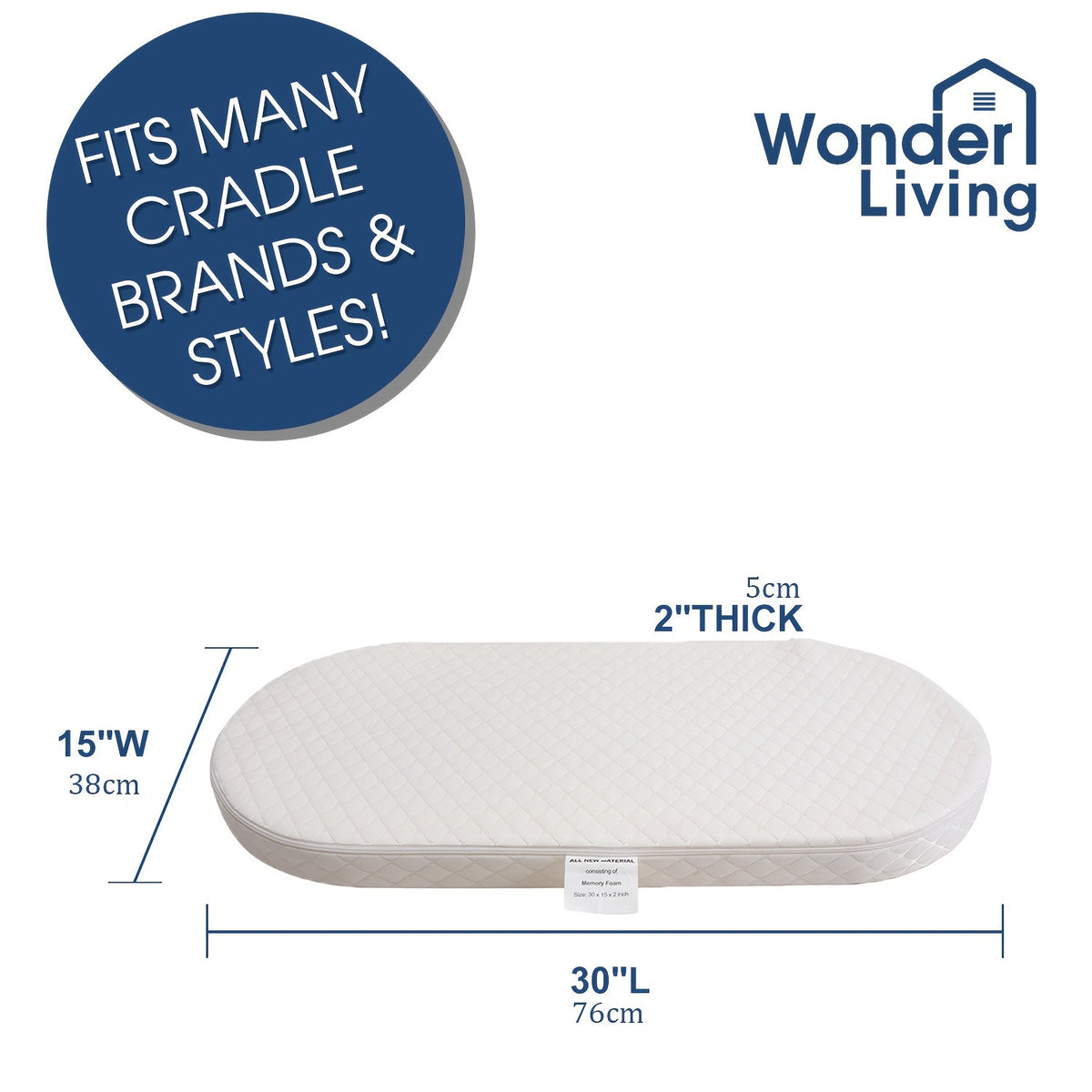 Crib Mattress - Waterproof Breathable Oval-Shaped Bassinet – view 3