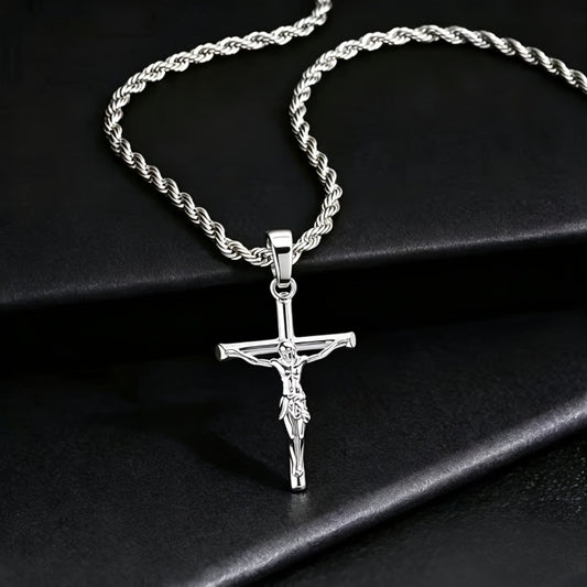 Cross Necklace - for Women Men 925 Sterling Silver Tone Exquisite Pendant Chain Unisex - main product view