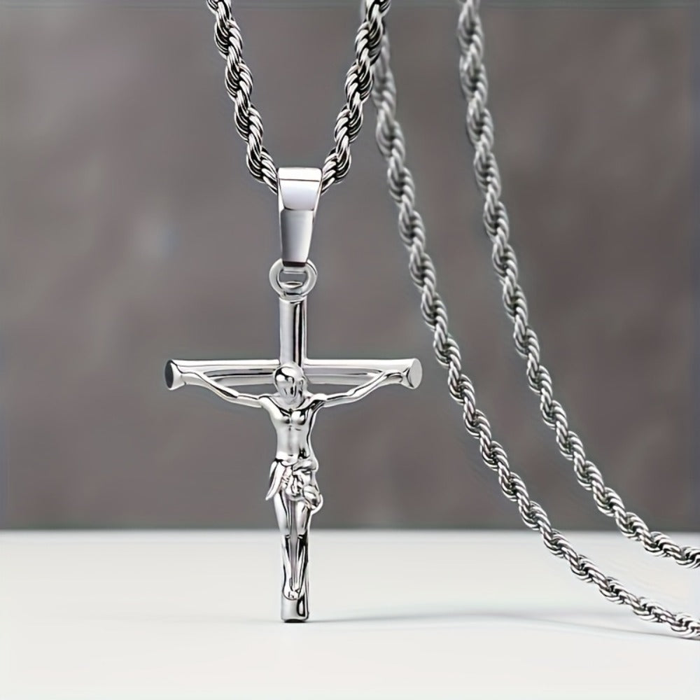 Cross Necklace - for Women Men 925 Sterling Silver Tone Exquisite Pendant Chain Unisex - product detail view 3