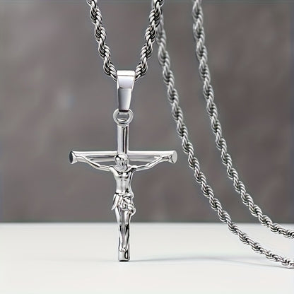 Cross Necklace - for Women Men 925 Sterling Silver Tone Exquisite Pendant Chain Unisex - product detail view 3