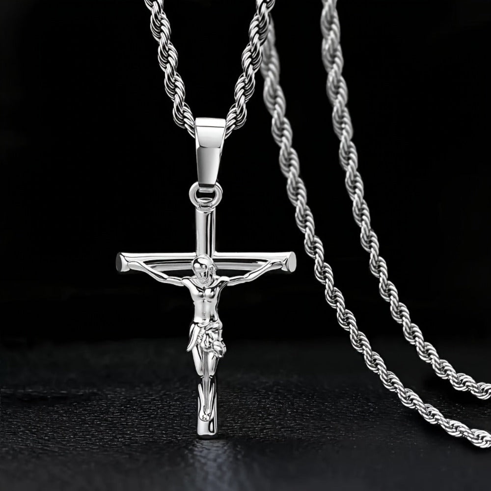 Cross Necklace - for Women Men 925 Sterling Silver Tone Exquisite Pendant Chain Unisex - product detail view 4