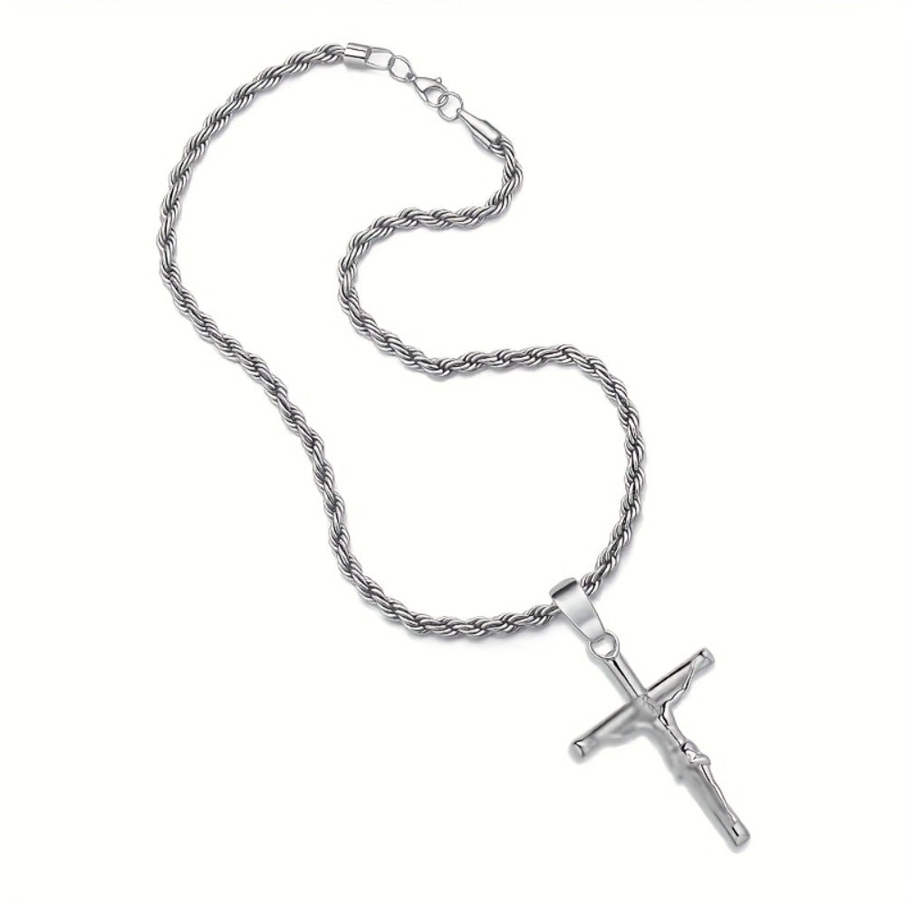 Cross Necklace - for Women Men 925 Sterling Silver Tone Exquisite Pendant Chain Unisex - product detail view 8