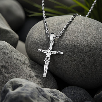 Cross Necklace - for Women Men 925 Sterling Silver Tone Exquisite Pendant Chain Unisex - product detail view 10