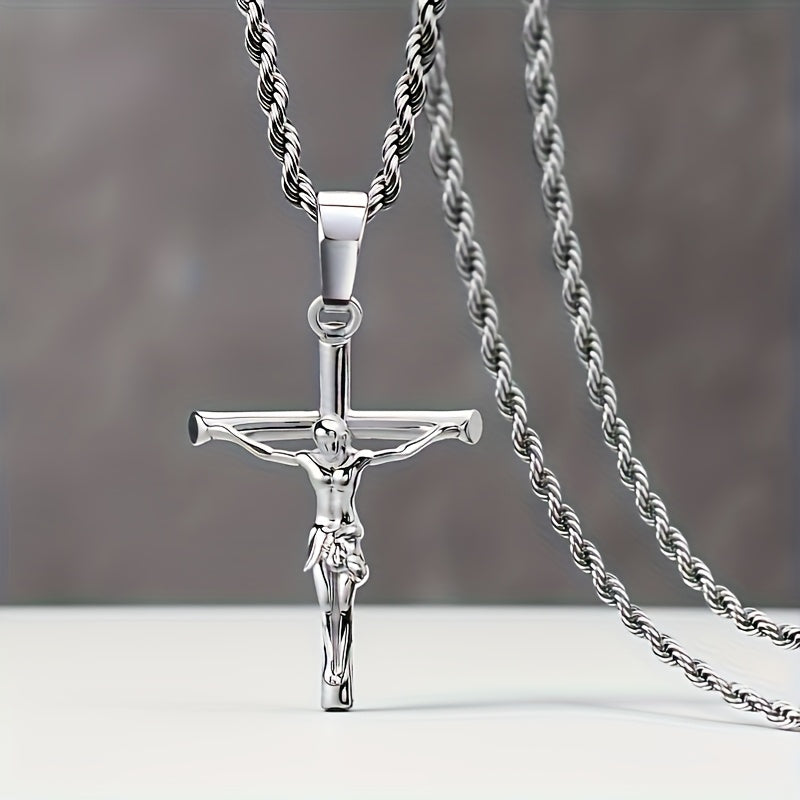 Cross Necklace - for Women Men 925 Sterling Silver Tone Exquisite Pendant Chain Unisex - product detail view 11