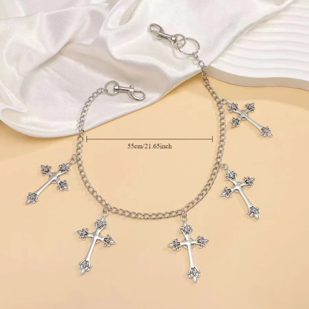Cross Necklace - Gothic Waist Chain Belt for Women 2 Pack - Y2K Dark Retro Metal Body Chain - product detail view 3