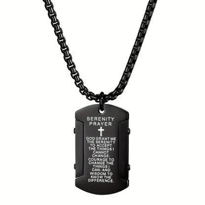 Cross Necklace - Pendant Men Stainless Steel Bible Verse Prayer Dog Tag 22 Inch Silver - product detail view 5