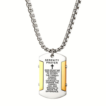 Cross Necklace - Pendant Men Stainless Steel Bible Verse Prayer Dog Tag 22 Inch Silver - product detail view 20