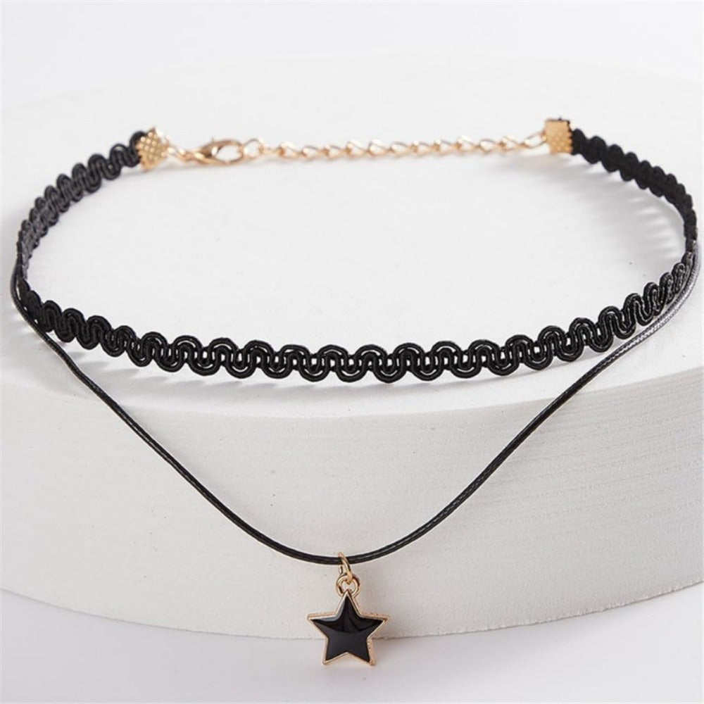 Cross Necklace - Velvet Choker Set 20Pcs for Women - Black Gothic Y2K Tattoo Lace Collar - product detail view 5