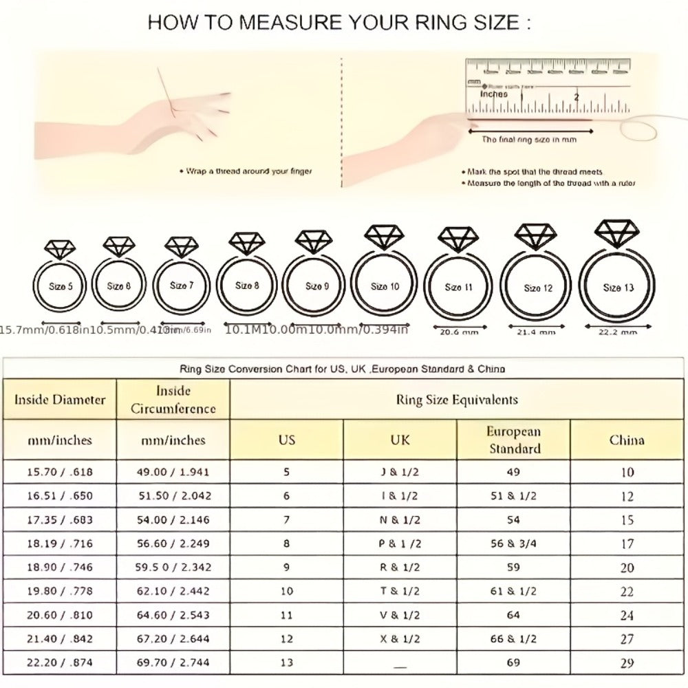 Cross Ring for Women - 925 Silver Cross, Two-Tone Signet Style - size chart HOWTOMEASUREYOURRINGSIZE: Size13