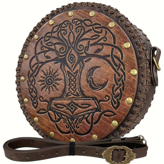 Crossbody Bags & Shoulder Bags - Bag Viking Nordic Embossed PU Leather Vintage Retro Satchel for Women - main product view
