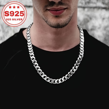 Cuban Link Chain Necklace - 8mm 925 Silver Classic Heavy Curb for Men Women Multiple Sizes 18 20 22 24 - product detail view