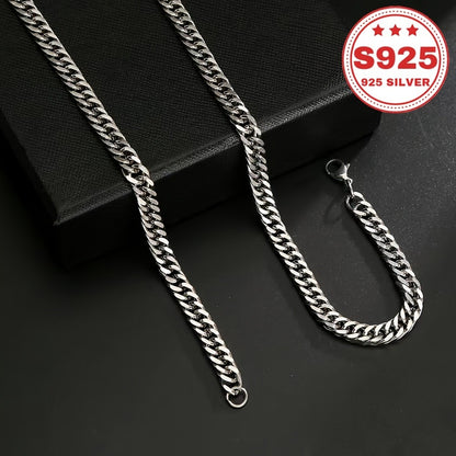Cuban Link Chain Necklace - 8mm 925 Silver Classic Heavy Curb for Men Women Multiple Sizes 18 20 22 24 - product detail view