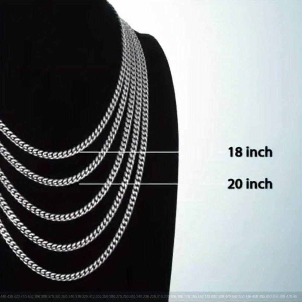 Cuban Link Chain Necklace - 8mm 925 Silver Classic Heavy Curb for Men Women Multiple Sizes 18 20 22 24 - product detail view