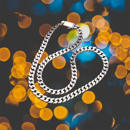 Cuban Link Chain Necklace - 925 Silver Cuban Chain, Polished Curb Links - main product view
