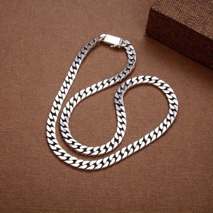 Cuban Link Chain Necklace - 925 Silver Cuban Chain, Polished Curb Links - product detail view 3