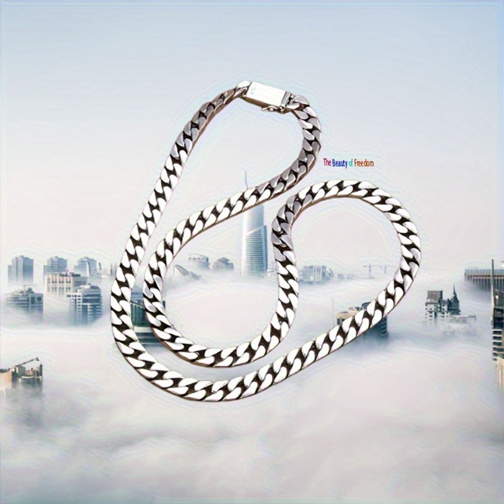 Cuban Link Chain Necklace - 925 Silver Cuban Chain, Polished Curb Links - product detail view 7