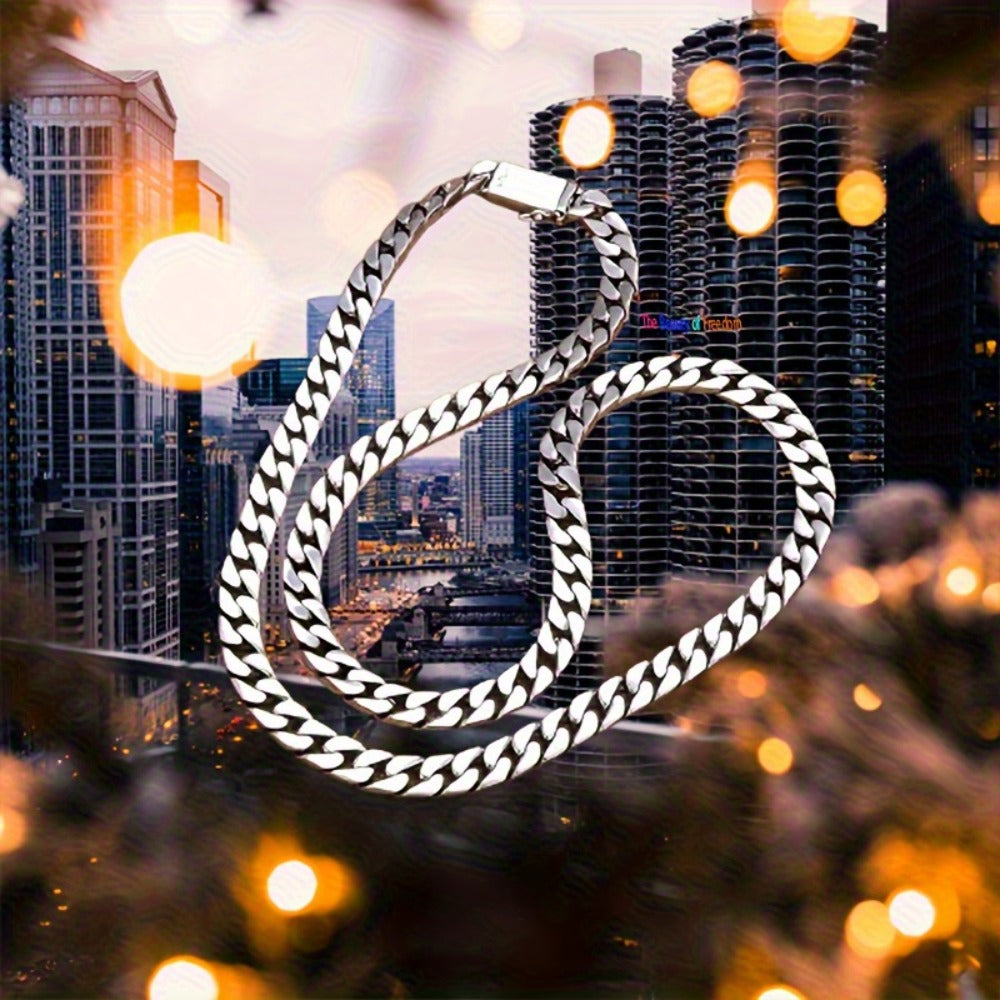 Cuban Link Chain Necklace - 925 Silver Cuban Chain, Polished Curb Links - product detail view 9