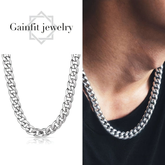 Cuban Link Chain Necklace - 925 Sterling Silver 9mm for Men Women Silver Gold Tone 18 20 22 24 Inch - main product view