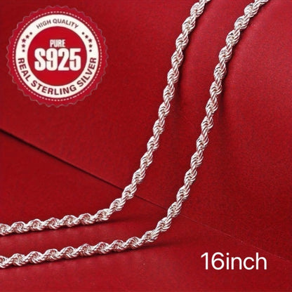Cuban Link Chain Necklace - 925 Sterling Silver Twisted Rope - Hip Hop Style Choker for Women - product detail view 8
