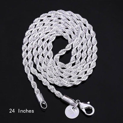Cuban Link Chain Necklace - 925 Sterling Silver Twisted Rope - Hip Hop Style Choker for Women - product detail view 11