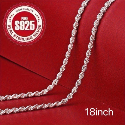 Cuban Link Chain Necklace - 925 Sterling Silver Twisted Rope - Hip Hop Style Choker for Women - product detail view 14