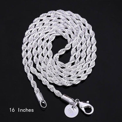 Cuban Link Chain Necklace - 925 Sterling Silver Twisted Rope - Hip Hop Style Choker for Women - product detail view 16
