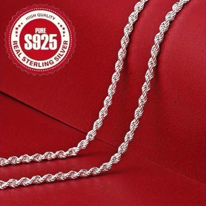 Cuban Link Chain Necklace - 925 Sterling Silver Twisted Rope - Hip Hop Style Choker for Women - product detail view 19