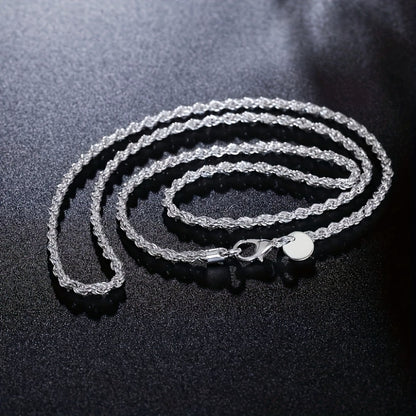 Cuban Link Chain Necklace - 925 Sterling Silver Twisted Rope - Hip Hop Style Choker for Women - product detail view 22