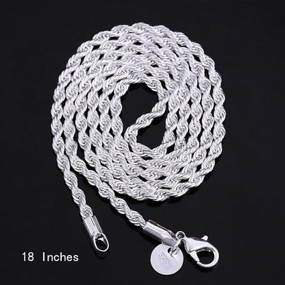 Cuban Link Chain Necklace - 925 Sterling Silver Twisted Rope - Hip Hop Style Choker for Women - product detail view 24