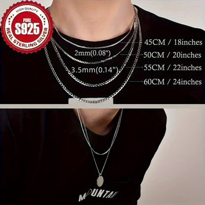 Cuban Link Chain Necklace - 925 Sterling Silver - Silver Tone 4mm & 6mm Width for Men & Women, Unisex - product detail view 2