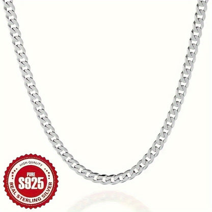 Cuban Link Chain Necklace - 925 Sterling Silver - Silver Tone 4mm & 6mm Width for Men & Women, Unisex - product detail view 3