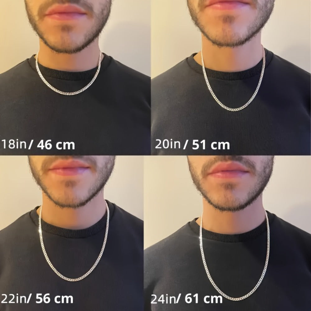 Cuban Link Chain Necklace - 925 Sterling Silver - Silver Tone 4mm & 6mm Width for Men & Women, Unisex - product detail view 4
