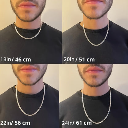 Cuban Link Chain Necklace - 925 Sterling Silver - Silver Tone 4mm & 6mm Width for Men & Women, Unisex - product detail view 4